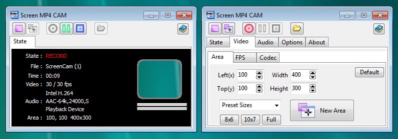 Screen Capture, Save to MP4 file