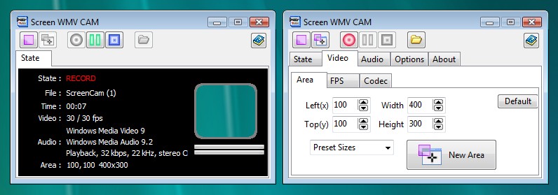 Screen Capture, Save to WMV file